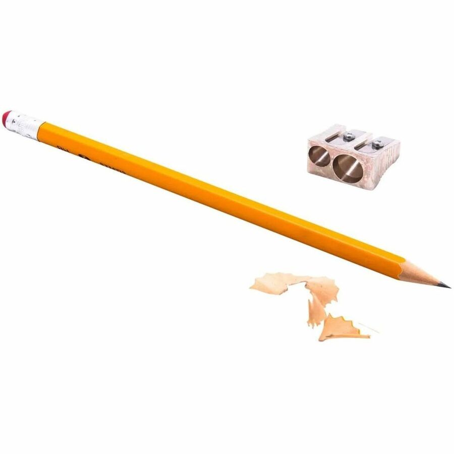 Baumgartens Two-hole Metal Pencil sharpener - Handheld - 2 Hole(s) - 0.6" Height x 0.9" Width - Metal - Silver - 1 Each