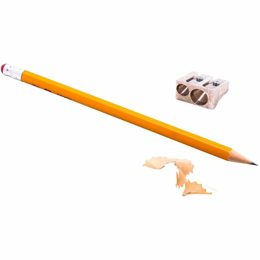 Baumgartens Two-hole Metal Pencil sharpener - Handheld - 2 Hole(s) - 0.6" Height x 0.9" Width - Metal - Silver - 1 Each