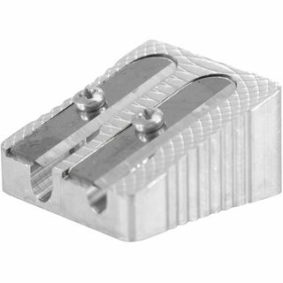 Baumgartens Two-hole Metal Pencil sharpener - Handheld - 2 Hole(s) - 0.6" Height x 0.9" Width - Metal - Silver - 1 Each