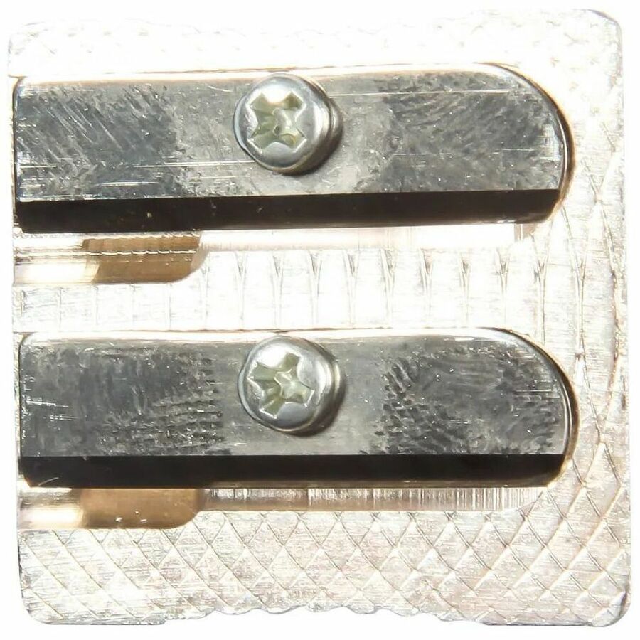 Baumgartens Two-hole Metal Pencil sharpener - Handheld - 2 Hole(s) - 0.6" Height x 0.9" Width - Metal - Silver - 1 Each