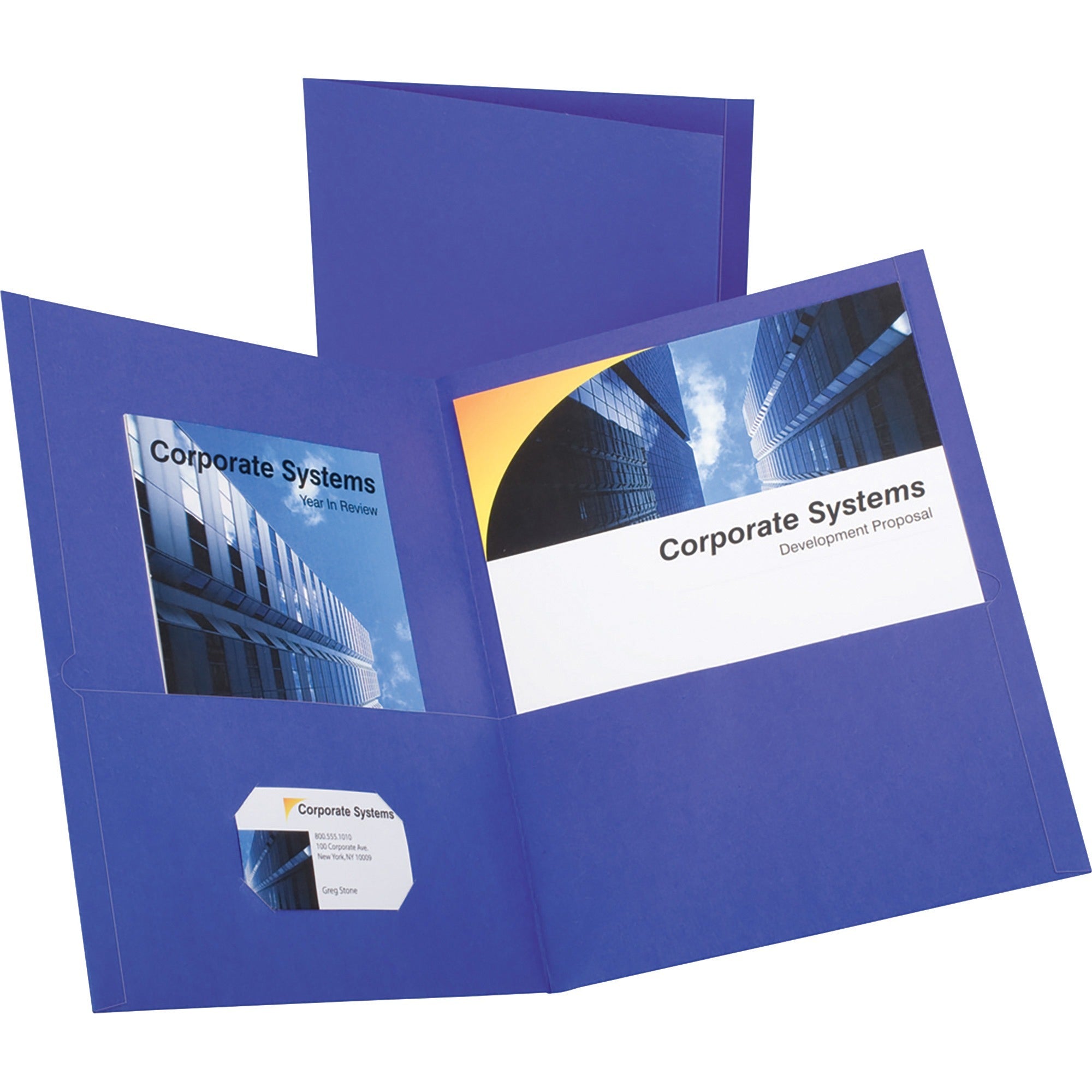Twin-Pocket Folder, Embossed Leather Grain Paper, 0.5" Capacity, 11 x 8.5, Purple, 25/Box
