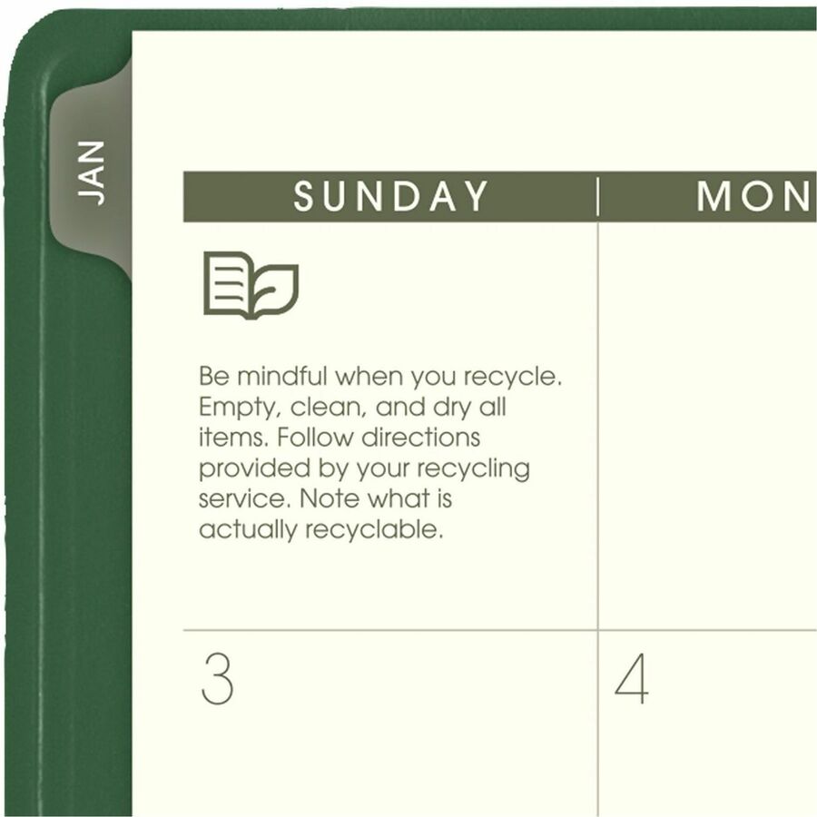 Recycled Monthly Planner, 11 x 9, Green Cover, 13-Month (Jan to Jan): 2024 to 2025