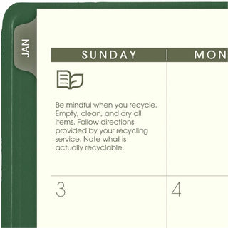 Recycled Monthly Planner, 11 x 9, Green Cover, 13-Month (Jan to Jan): 2024 to 2025