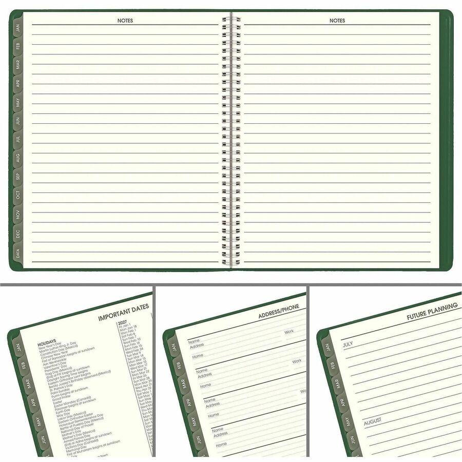 Recycled Monthly Planner, 11 x 9, Green Cover, 13-Month (Jan to Jan): 2024 to 2025