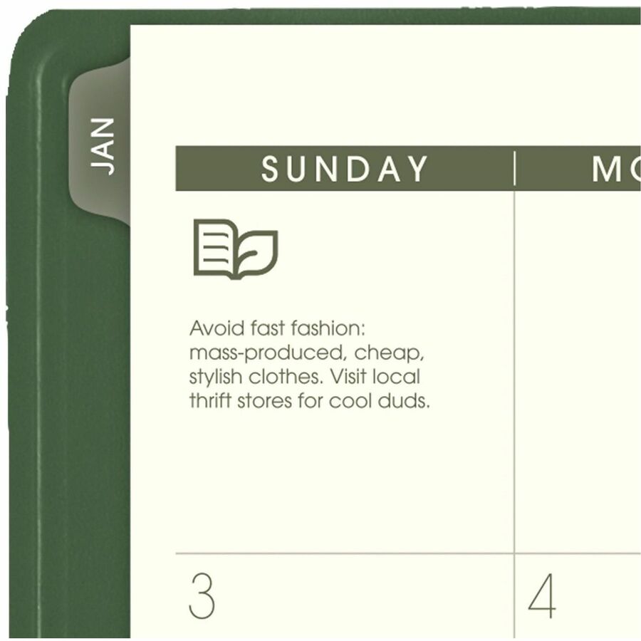 Recycled Weekly Vertical-Column Format Appointment Book, 11 x 8.25, Green Cover, 12-Month (Jan to Dec): 2024