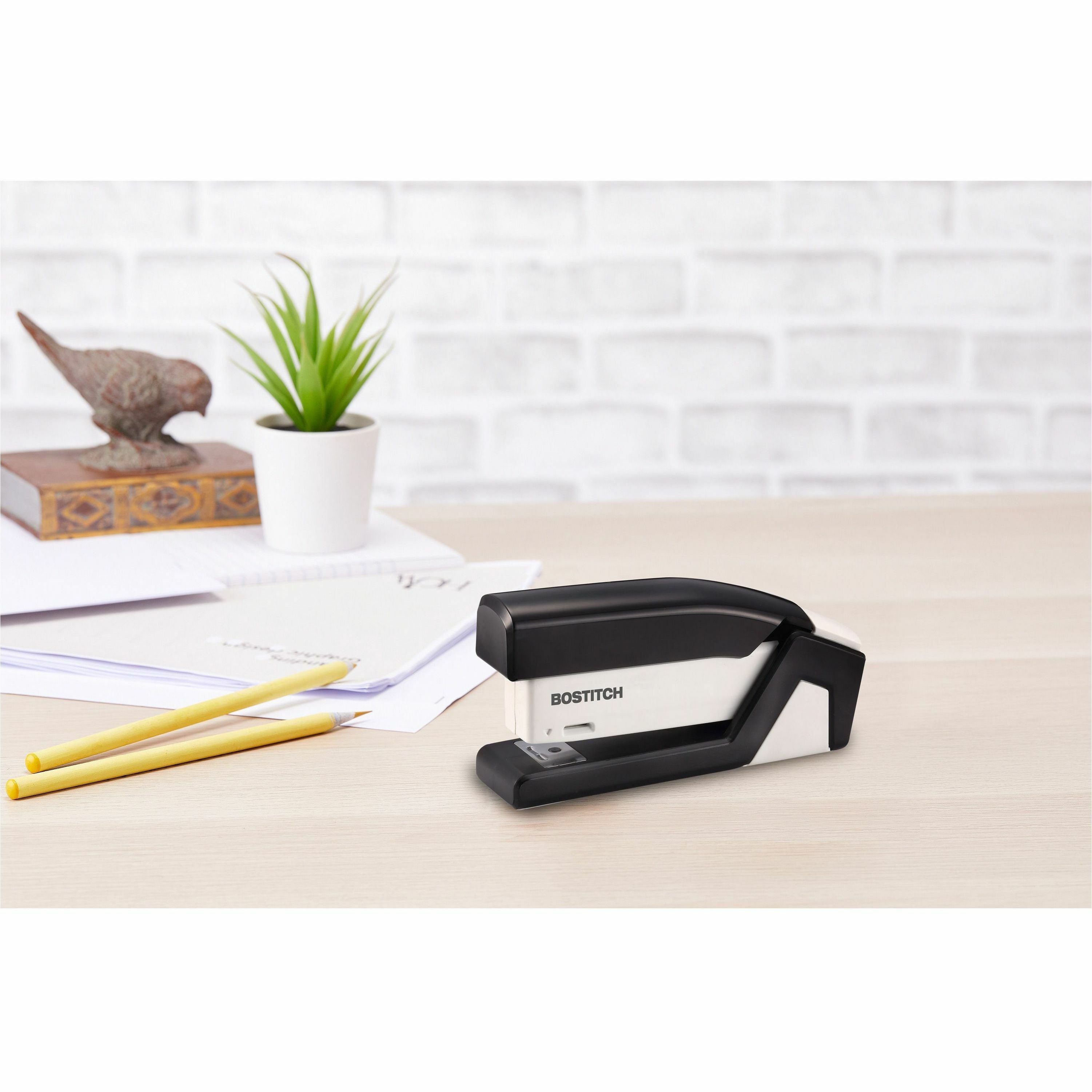 Bostitch InJoy Spring-Powered Antimicrobial Compact Stapler - 20 Sheets Capacity - 105 Staple Capacity - Half Strip - 1/4" Staple Size - 1 Each - Assorted - 2