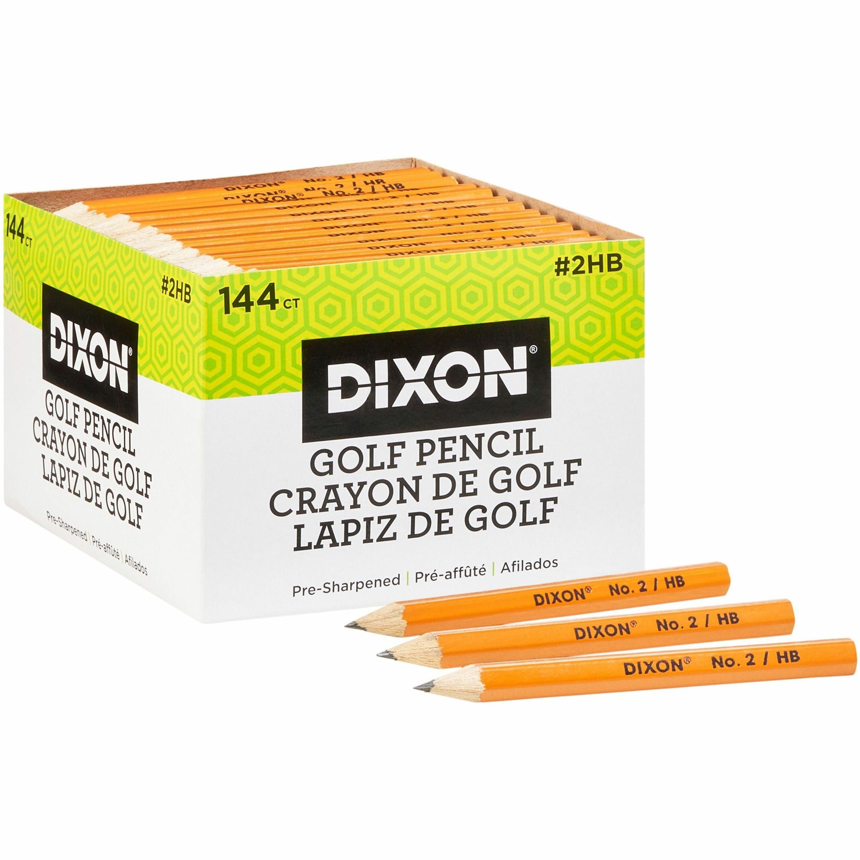 Golf Wooden Pencils, 2.2 mm, HB (#2), Black Lead, Yellow Barrel, 144/Box - 1