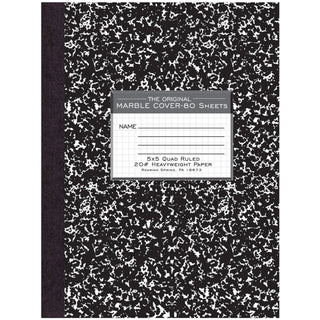 Roaring Spring Black Marble Composition Book - 80 Sheets - 160 Pages - Printed - Sewn/Tapebound - Both Side Ruling Surface - 20 lb Basis Weight - 10 1/4" x 7 7/8" - 0.50" x 7.9" x 10.3" - White Paper - Black Binding - Black Marble Marble Clay, White