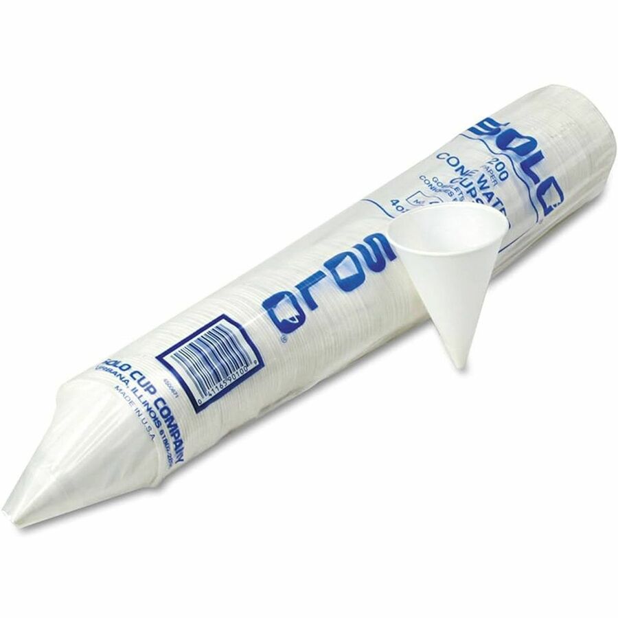 Solo Eco-Forward 4 oz Treated Paper Cone Water Cups - 200 / Pack - Cone - 25 / Carton - White - Paper - Cold Drink - 3