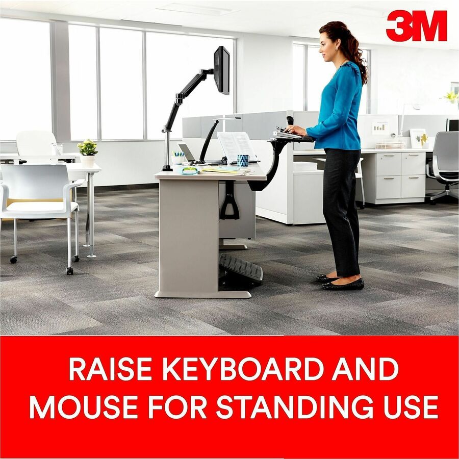 Sit/Stand Easy Adjust Keyboard Tray, Standard Platform, 25.5w x 12d, Black