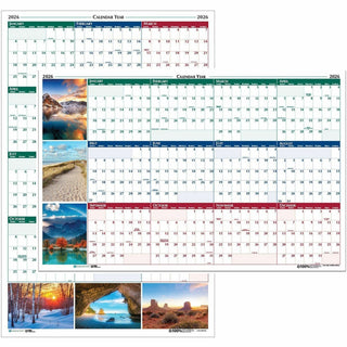 Earthscapes Recycled Reversible/Erasable Yearly Wall Calendar, Nature Photos, 32 x 48, White Sheets, 12-Month (Jan-Dec): 2024