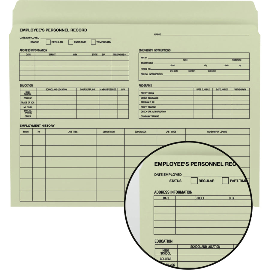 Smead Straight Tab Cut Letter Recycled Top Tab File Folder - 8 1/2" x 11" - Moss - 10% Recycled - 20 / Pack - 