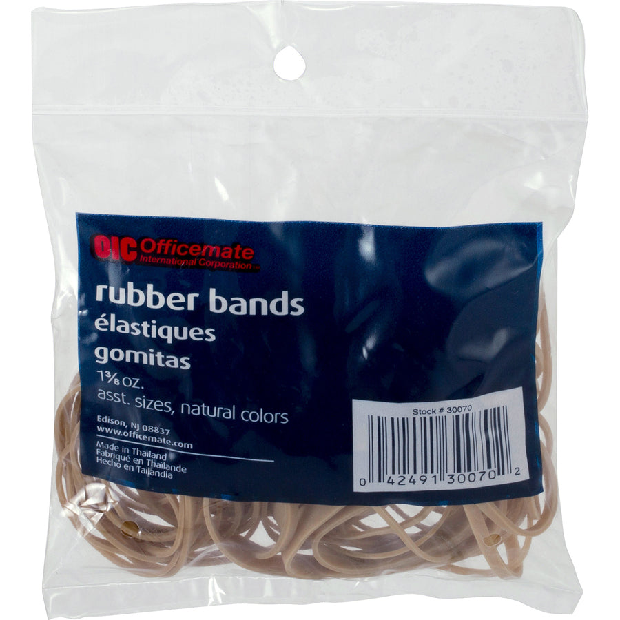Officemate Assorted Size Rubber Bands - 1 / Bag - Rubber - Natural - 