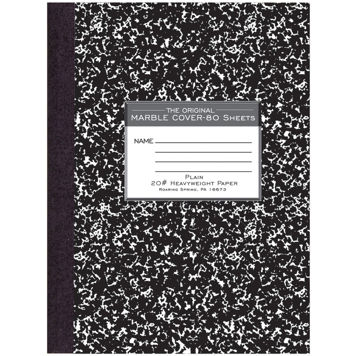 Roaring Spring Signature Collection Unruled Oversized Hard Cover Composition Book - 80 Sheets - 160 Pages - Plain - Sewn/Tapebound - Red Margin - 20 lb Basis Weight - 75 g/m2 Grammage - 10 1/4" x 7 7/8" - 0.50" x 7.9" x 10.3" - White Paper - Bla