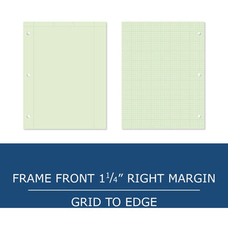 Roaring Spring 5x5 Grid Engineering Pad - 200 Sheets - 400 Pages - Printed - Glued - Back Ruling Surface - 3 Hole(s) - 15 lb Basis Weight - 56 g/m2 Grammage - 11" x 8 1/2" - 0.66" x 8.5" x 11" - Green Paper - Chipboard Cover - 1 Each