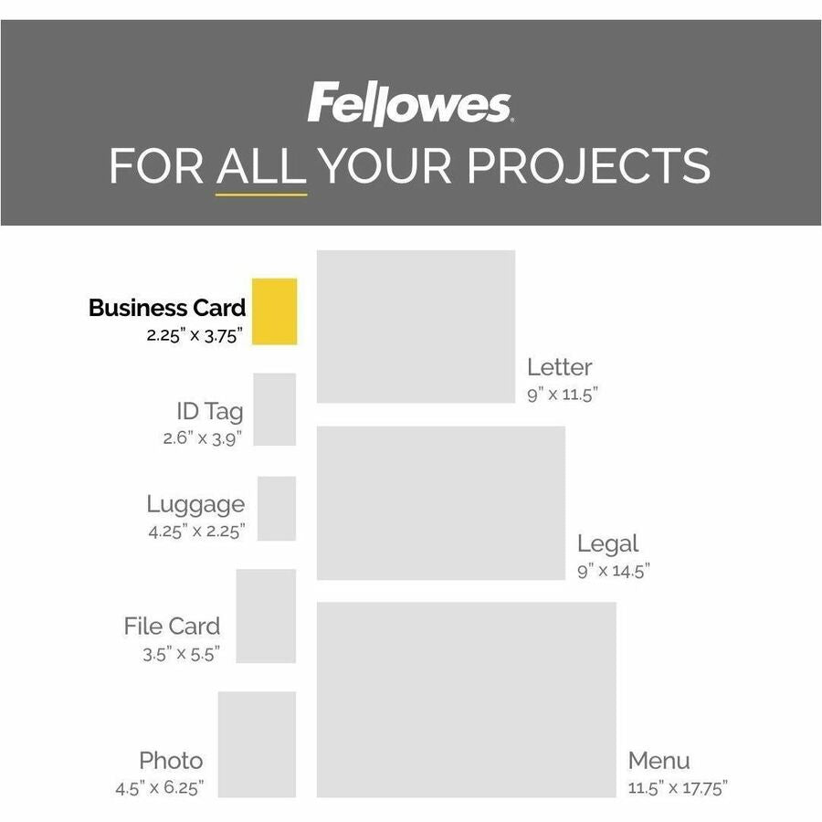 Fellowes Business Card Glossy Laminating Pouches - Sheet Size Supported: Business Card - Laminating Pouch/Sheet Size: 3.75" Width x 7 mil Thickness - Type G - Glossy - for Document, Business Card - Durable - Clear - 100 / Pack