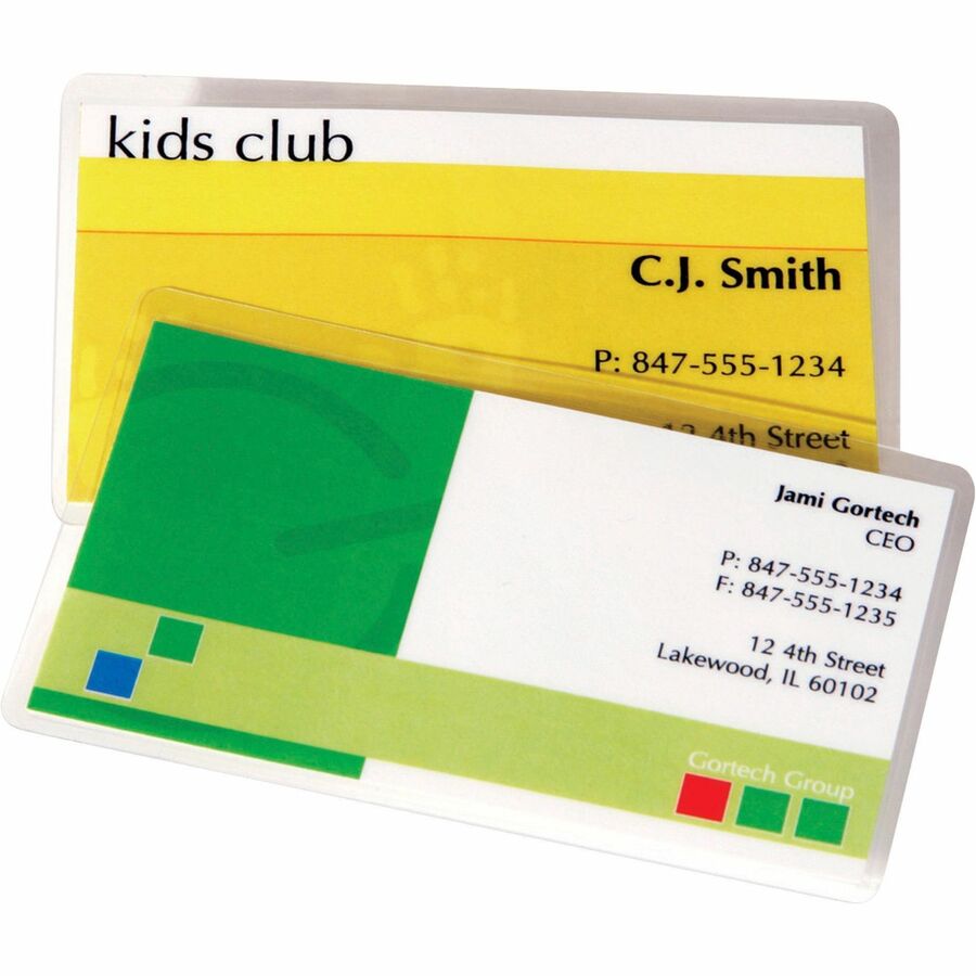Fellowes Business Card Glossy Laminating Pouches - Sheet Size Supported: Business Card - Laminating Pouch/Sheet Size: 3.75" Width x 7 mil Thickness - Type G - Glossy - for Document, Business Card - Durable - Clear - 100 / Pack - 