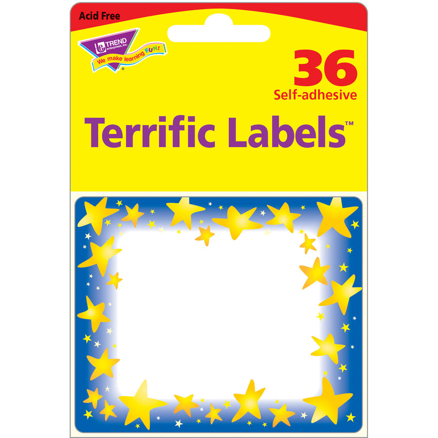 Trend Star Bright Self-adhesive Name Tags - 3" Length x 2.50" Width - Rectangular - 36 / Pack - Assorted - 