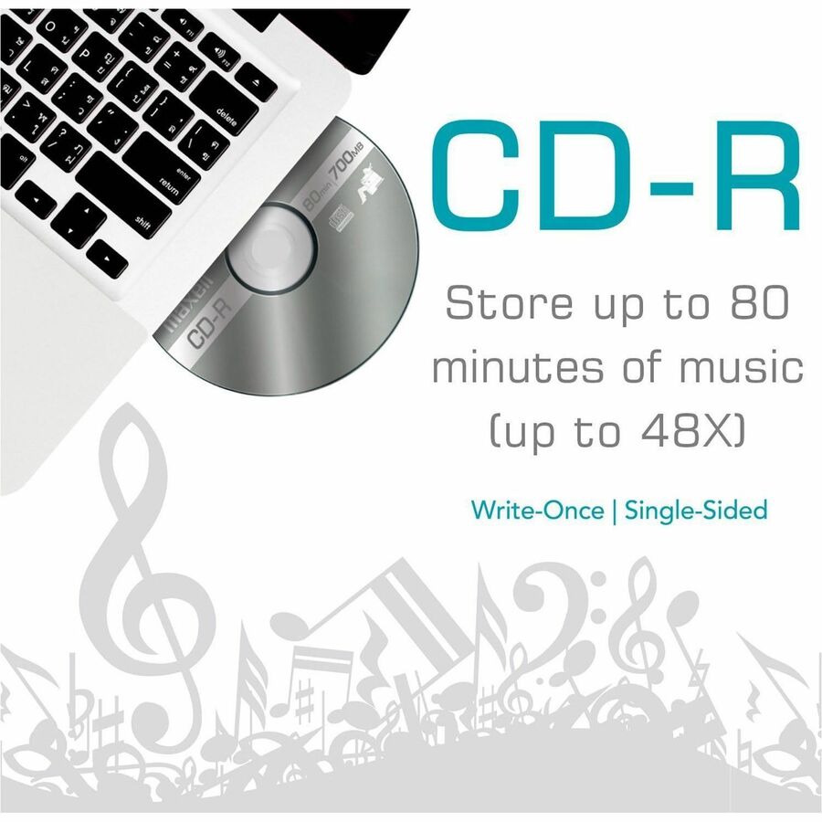 CD-R Discs, 700 MB/80 min, 48x, Spindle, Silver, 100/Pack