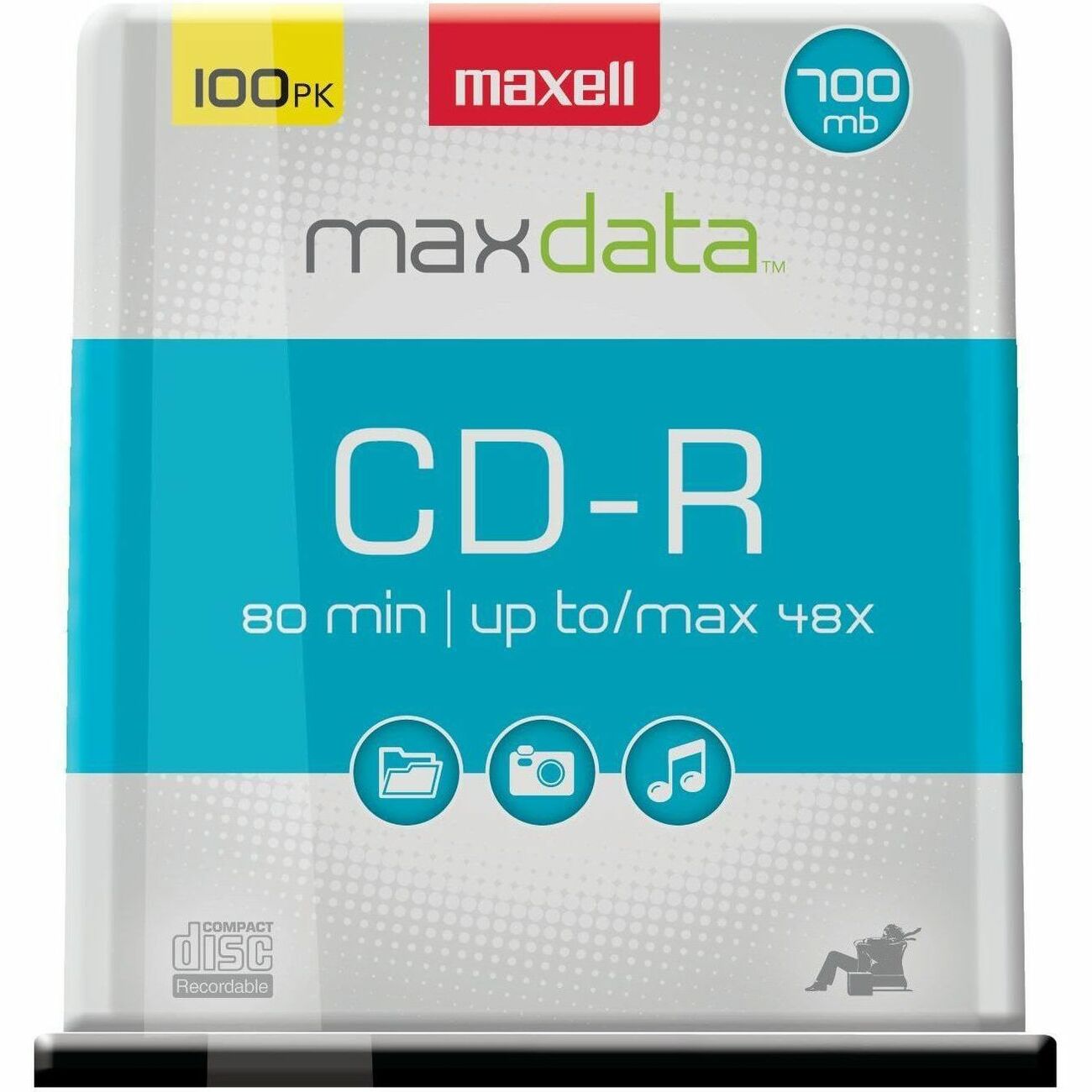 CD-R Discs, 700 MB/80 min, 48x, Spindle, Silver, 100/Pack