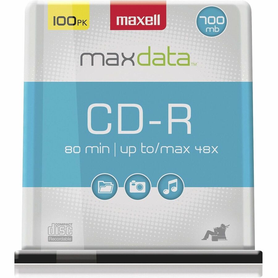 CD-R Discs, 700 MB/80 min, 48x, Spindle, Silver, 100/Pack