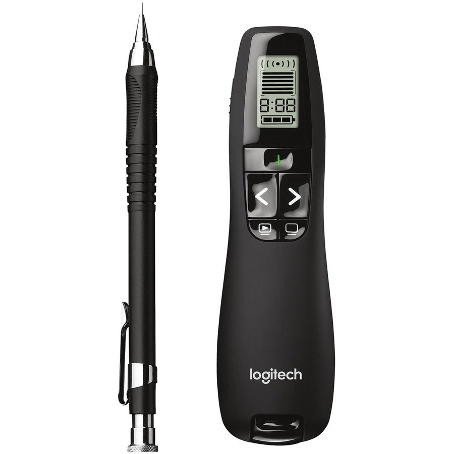 R800 Wireless Laser Presentation Remote w/LCD Display, Class 2, 100 ft Range, Matte Black