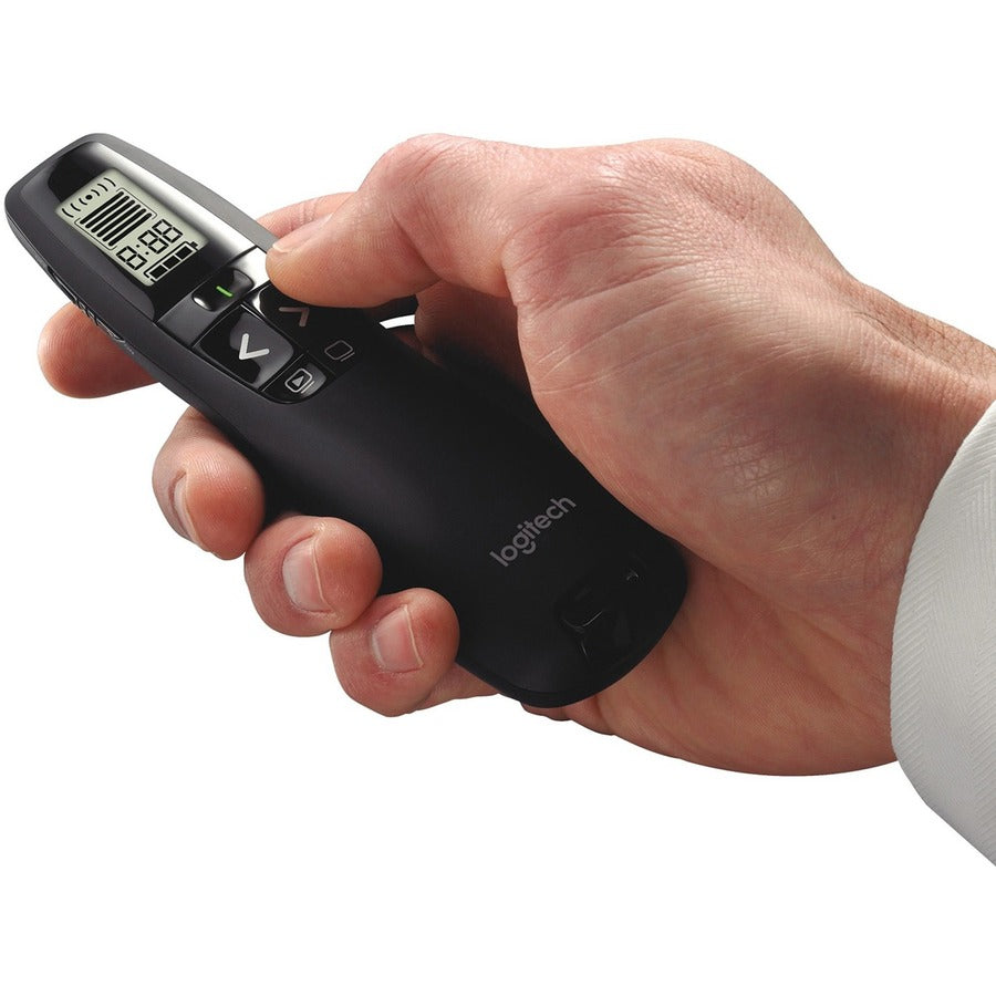 R800 Wireless Laser Presentation Remote w/LCD Display, Class 2, 100 ft Range, Matte Black