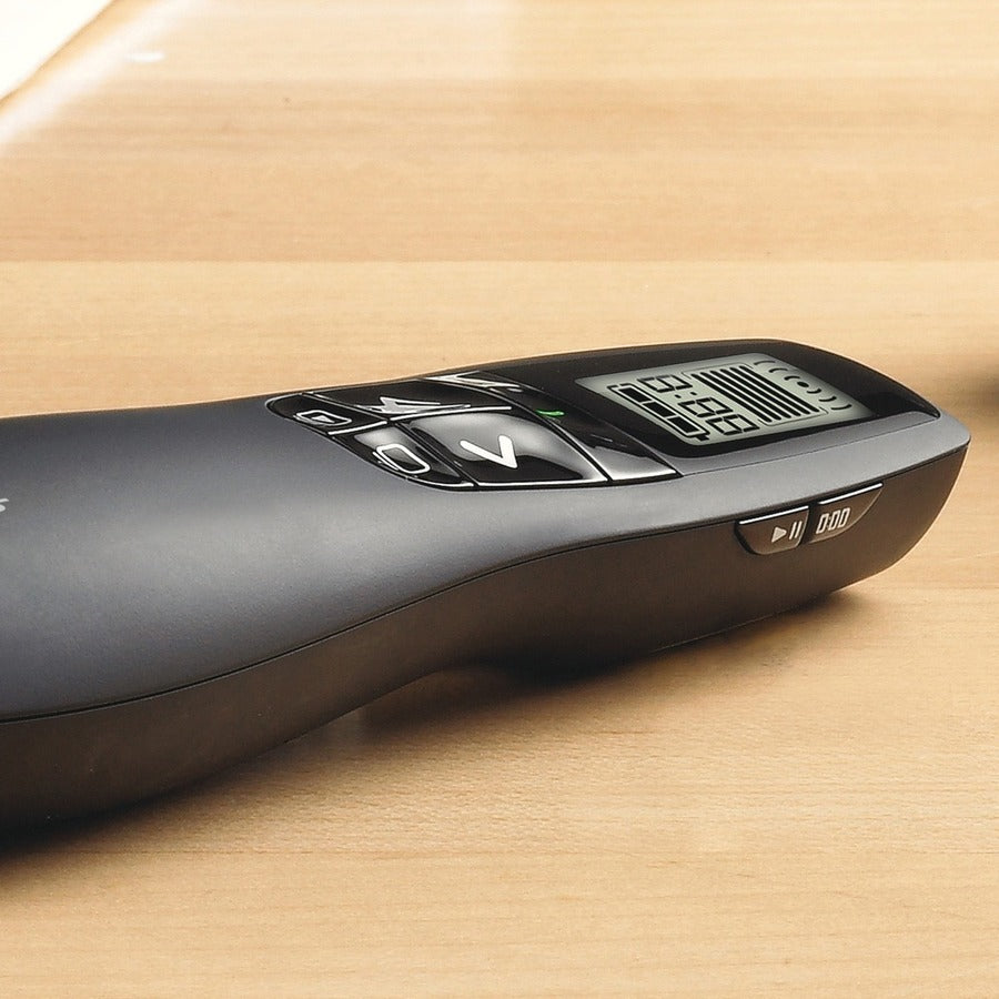 R800 Wireless Laser Presentation Remote w/LCD Display, Class 2, 100 ft Range, Matte Black