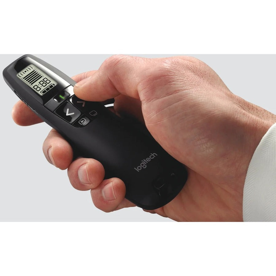 R800 Wireless Laser Presentation Remote w/LCD Display, Class 2, 100 ft Range, Matte Black