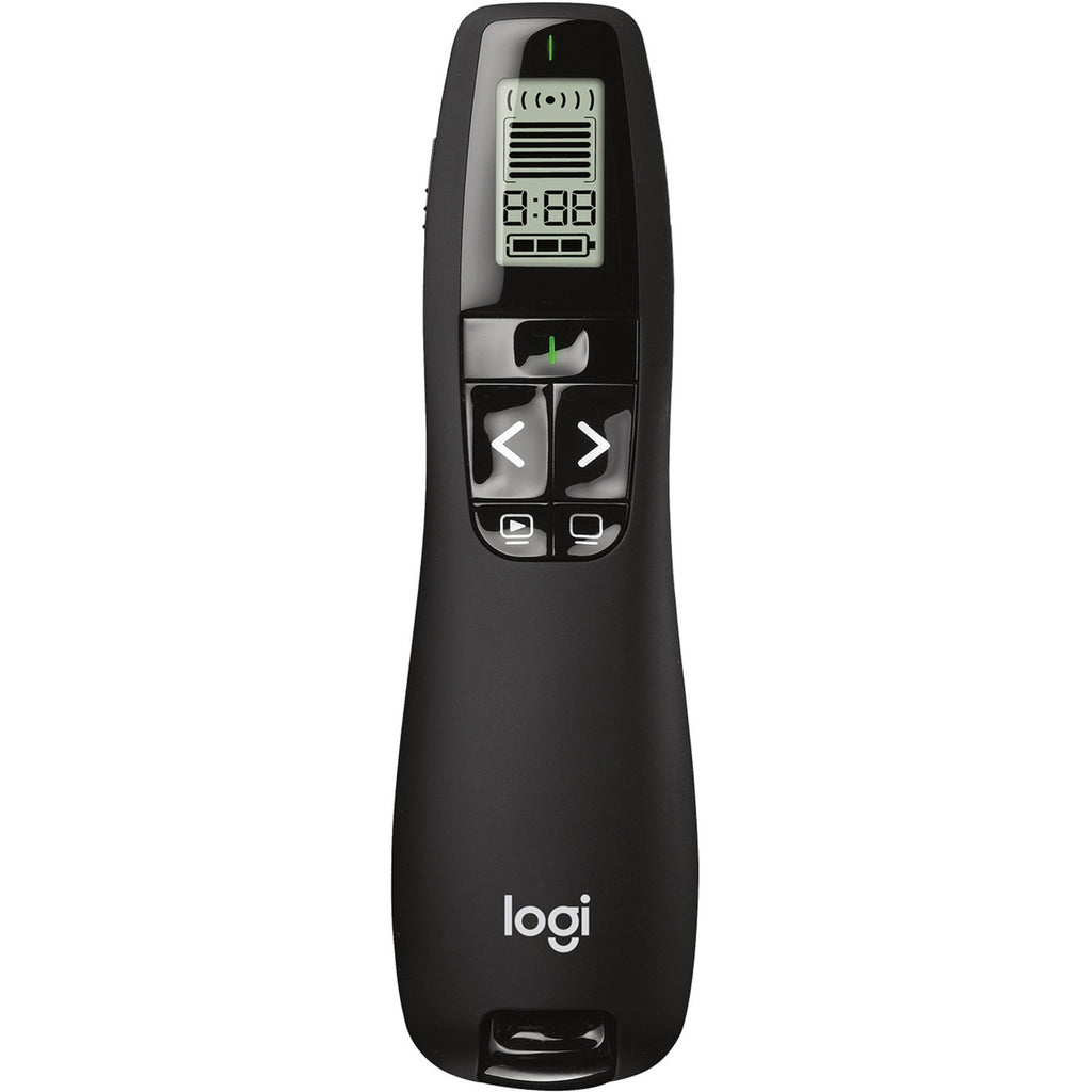 R800 Wireless Laser Presentation Remote w/LCD Display, Class 2, 100 ft Range, Matte Black