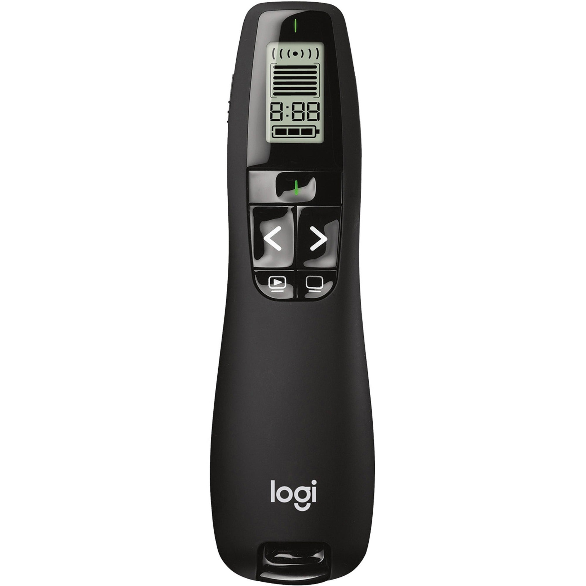 R800 Wireless Laser Presentation Remote w/LCD Display, Class 2, 100 ft Range, Matte Black