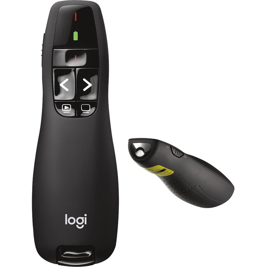 R400 Wireless Presentation Remote with Laser Pointer, Class 2, 50 ft Range, Matte Black