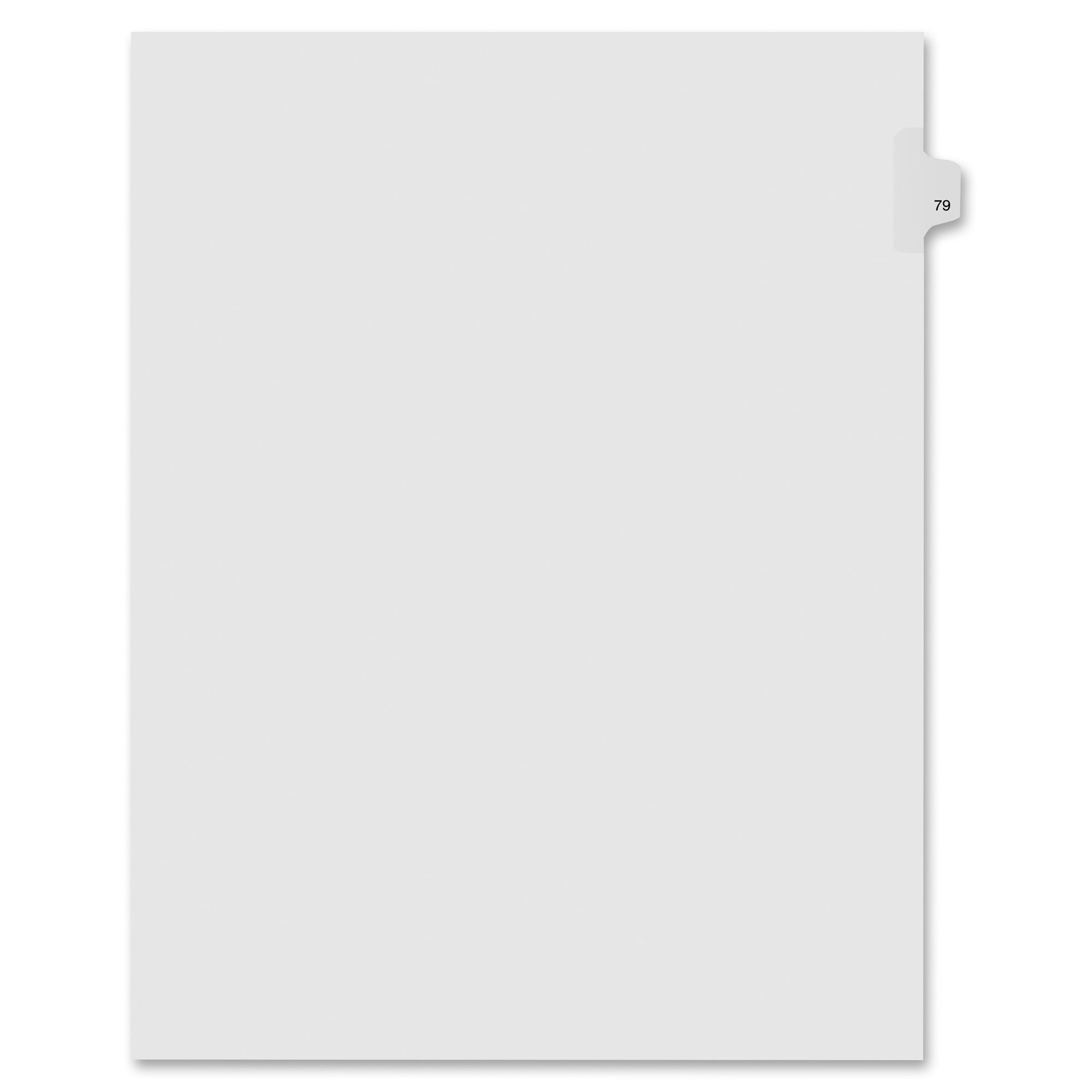 Kleer-Fax Numeric Laminated Tab Index Dividers - Printed Tab(s) - Digit - 79 - 25 Tab(s)/Set - 8.5" Divider Width x 11" Divider Length - Letter - White Divider - Recycled - Unpunched, Laminated Tab - 25 / Pack