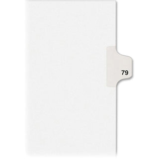 Kleer-Fax Numeric Laminated Tab Index Dividers - Printed Tab(s) - Digit - 79 - 25 Tab(s)/Set - 8.5" Divider Width x 11" Divider Length - Letter - White Divider - Recycled - Unpunched, Laminated Tab - 25 / Pack - 