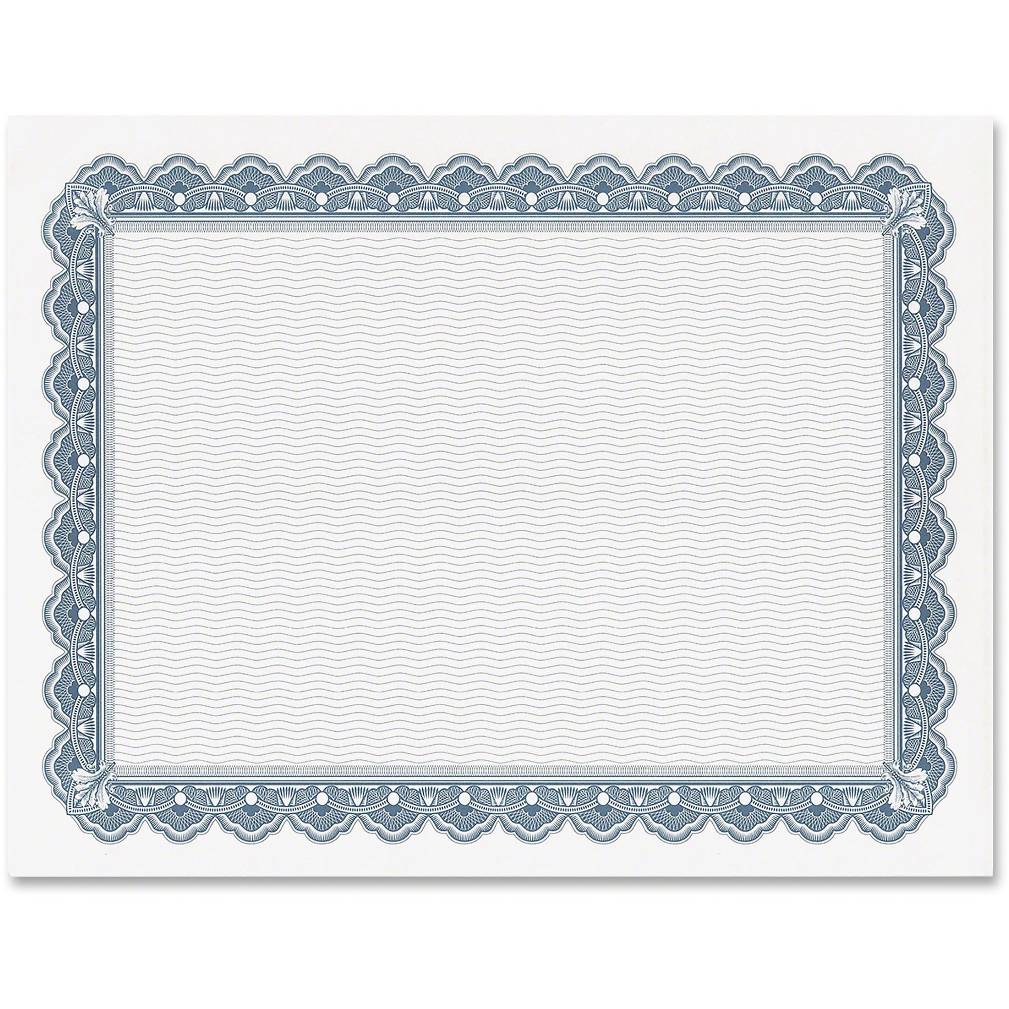 Archival Quality Parchment Paper Certificates, 11 x 8.5, Horizontal Orientation, Blue with Blue Royalty Border, 50/Pack