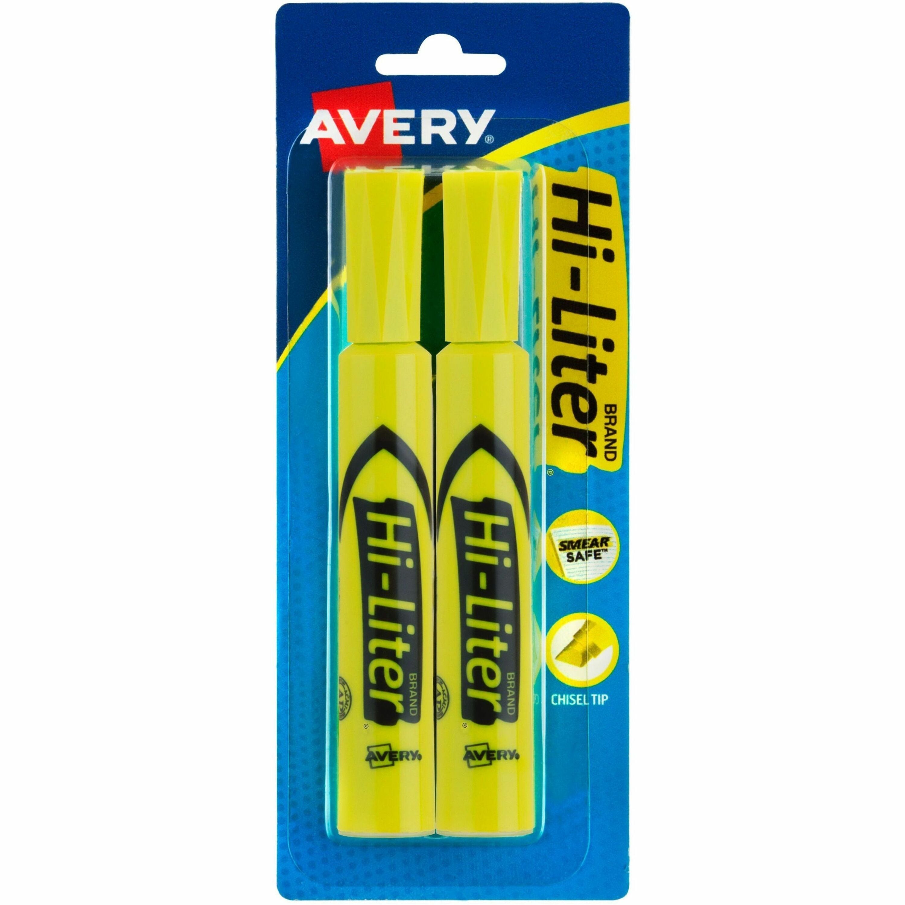 Avery Desk-Style Highlighters - Chisel Marker Point Style - Fluorescent Yellow Water Based Ink - 1 / Pack