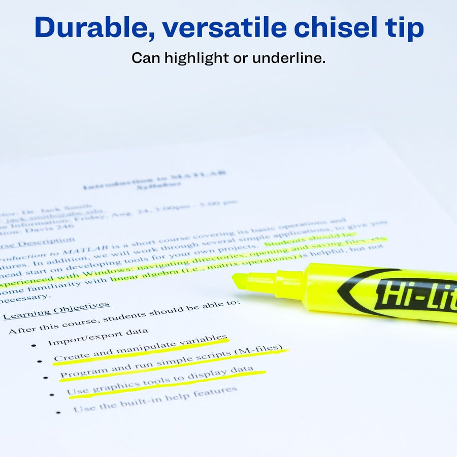 Avery Desk-Style Highlighters - Chisel Marker Point Style - Fluorescent Yellow Water Based Ink - 1 / Pack - 