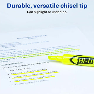 Avery Desk-Style Highlighters - Chisel Marker Point Style - Fluorescent Yellow Water Based Ink - 1 / Pack