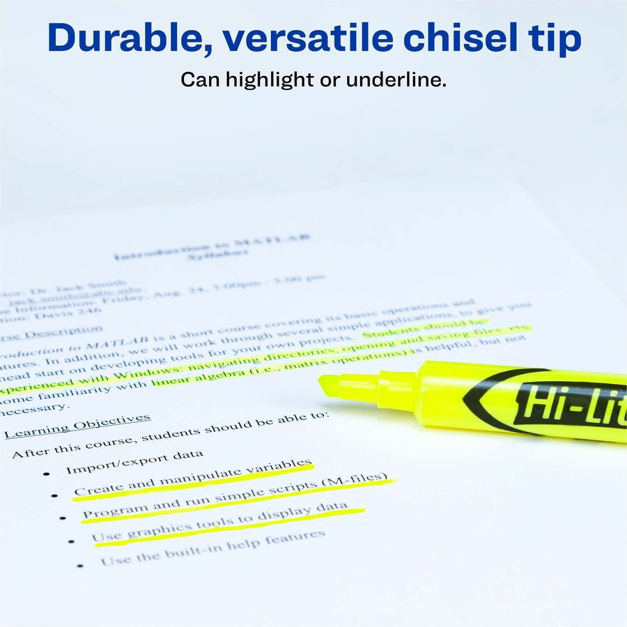 Avery Desk-Style Highlighters - Chisel Marker Point Style - Fluorescent Yellow Water Based Ink - 1 / Pack