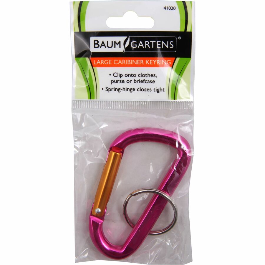 Baumgartens 3" Carabiner Key Ring - Aluminum - 1 Each - Assorted