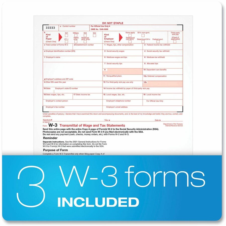 W-2 Tax Forms Kit with Envelopes, Fiscal Year: 2023, Six-Part Carbonless, 8.5 x 5.5, 2 Forms/Sheet, 24 Forms Total