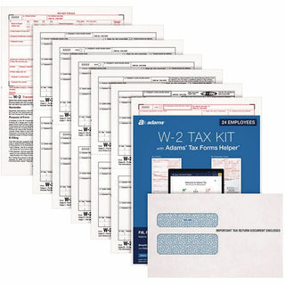 W-2 Tax Forms Kit with Envelopes, Fiscal Year: 2023, Six-Part Carbonless, 8.5 x 5.5, 2 Forms/Sheet, 24 Forms Total