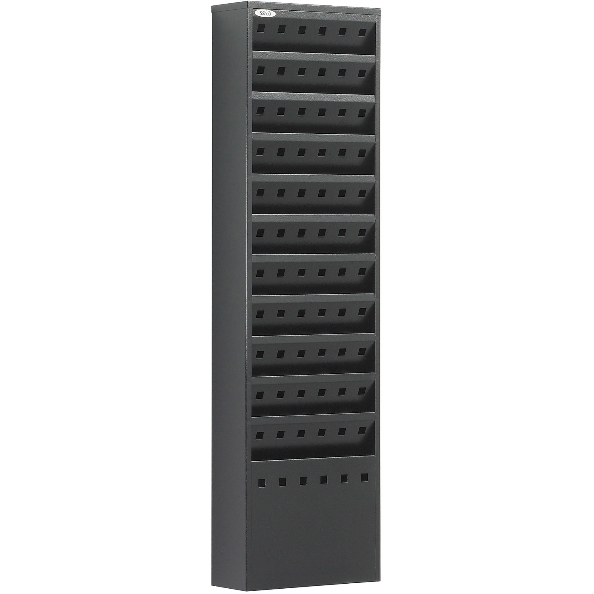 Steel Magazine Rack, 11 Compartments, 10w x 4d x 36.25h, Black