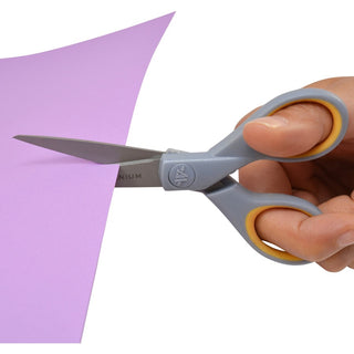 Titanium Bonded Scissors, 5" and 7" Long, 2.25" and 3.5" Cut Lengths, Gray/Yellow Straight Handles, 2/Pack