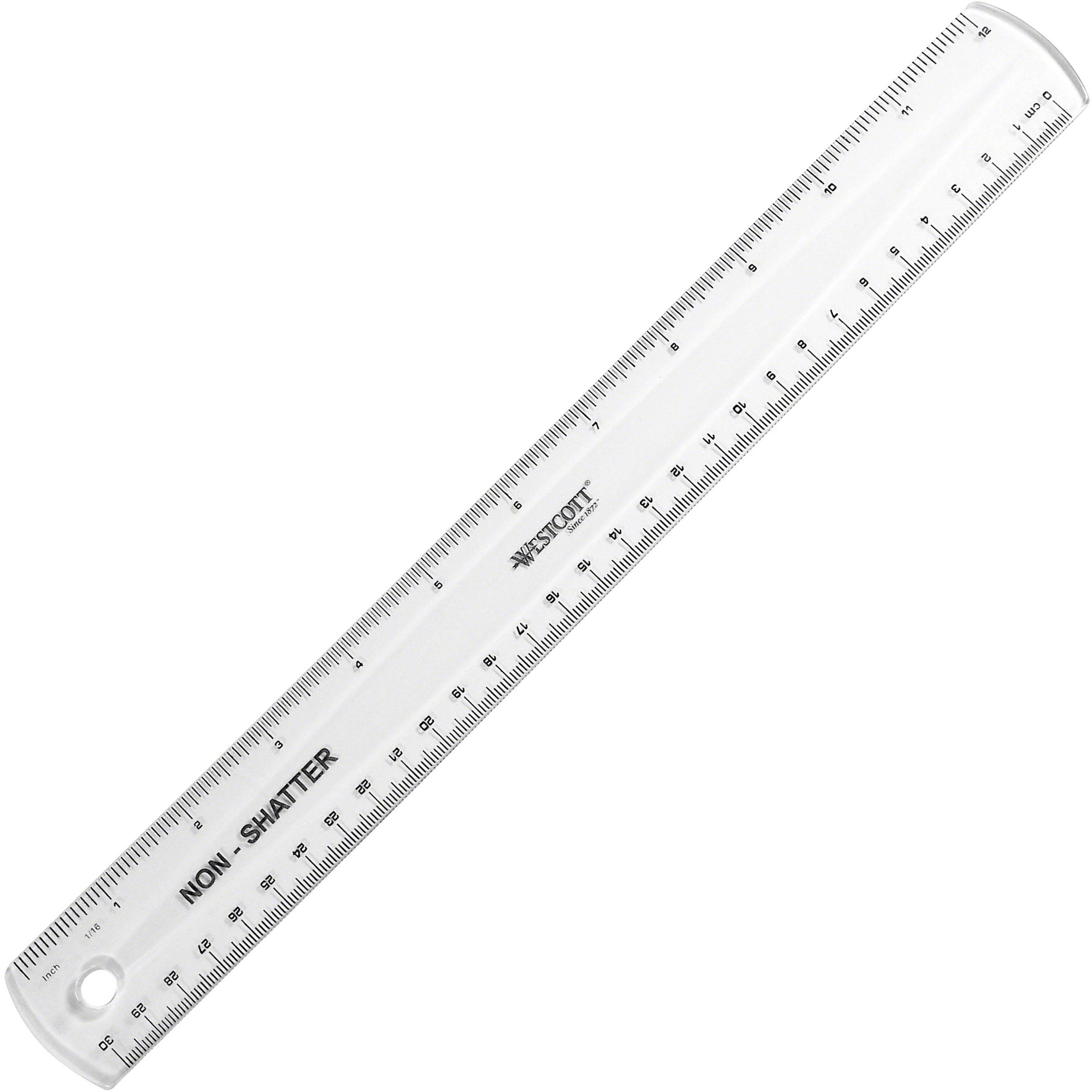 Non-Shatter Flexible Ruler, Standard/Metric, 12" Long, Plastic, Clear