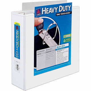 Heavy-Duty View Binder with DuraHinge, One Touch EZD Rings and Extra-Wide Cover, 3 Ring, 3" Capacity, 11 x 8.5, White, (1321)