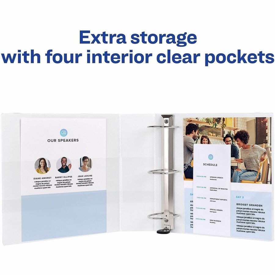 Heavy-Duty View Binder with DuraHinge, One Touch EZD Rings and Extra-Wide Cover, 3 Ring, 3" Capacity, 11 x 8.5, White, (1321)