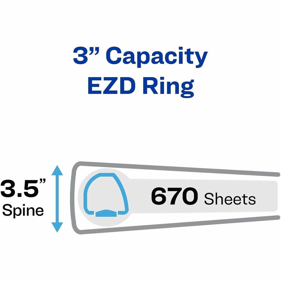 Heavy-Duty View Binder with DuraHinge, One Touch EZD Rings and Extra-Wide Cover, 3 Ring, 3" Capacity, 11 x 8.5, White, (1321)