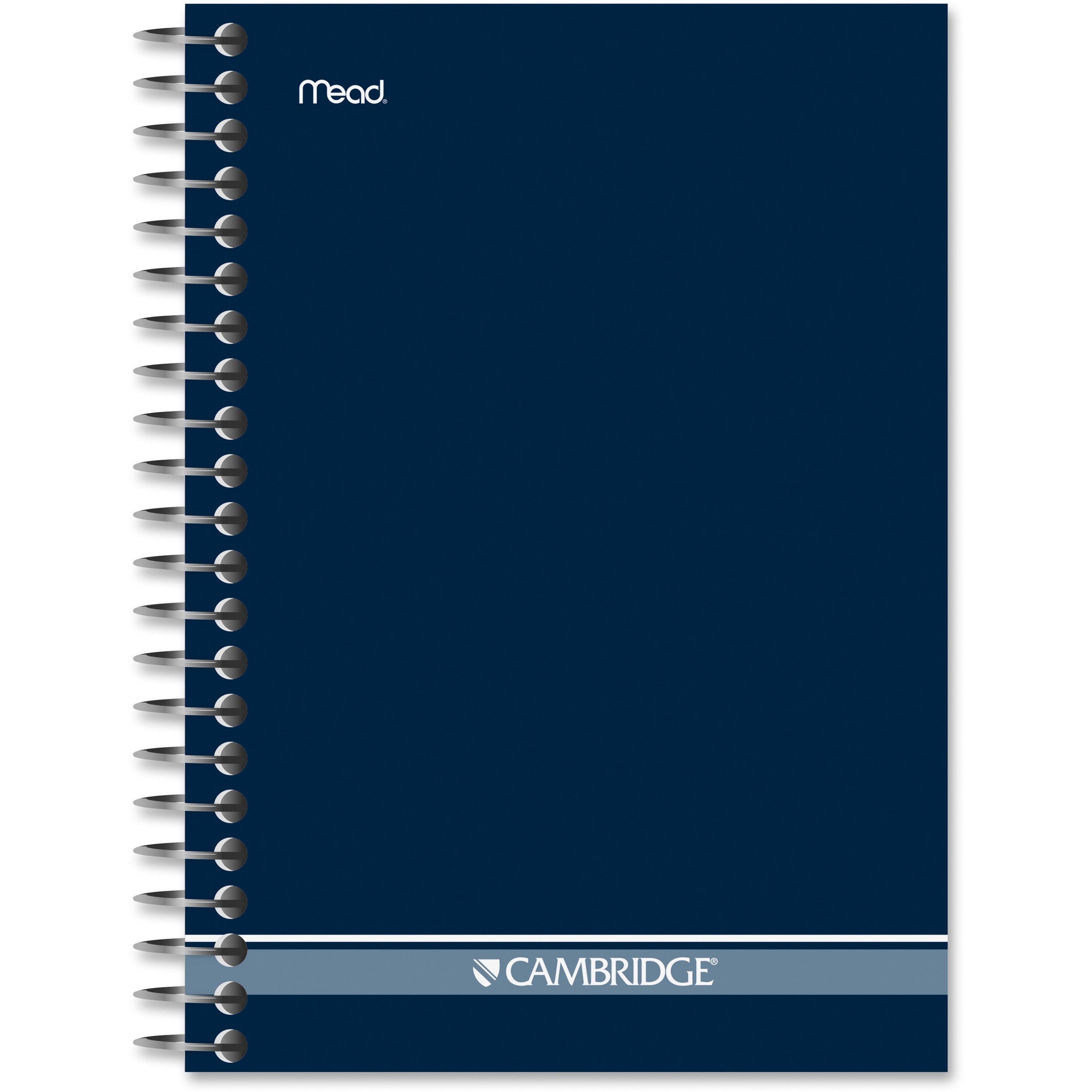 Mead Fashion Wire Bound Notebook - 140 Sheets - Wire Bound - 0.28" Ruled - 5" x 7" - White Paper - NavyCardboard Cover - Pocket, Perforated - 1 Each - 