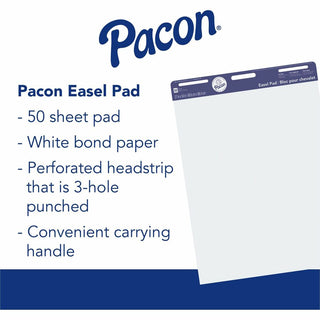 Pacon Unruled Easel Pads - 50 Sheets - Plain - Stapled/Glued - Unruled - 27" x 34" - White Paper - Chipboard Cover - Perforated, Bond Paper - 50 / Pad - 